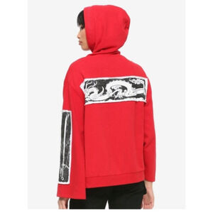 Disney Her Universe Mulan Hoodie‎ Lace Up Bell Sleeve Cotton Blend Women's M red